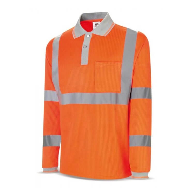 Polo manga larga alta visibilidad naranja 1288-POLFNML - Referencia 1288PAVMLNF